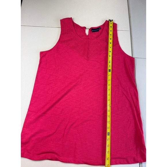 Northcrest Tank Top Womens L Pink Sleeveless Crochet Trim Casual Summer - Picture 2 of 10